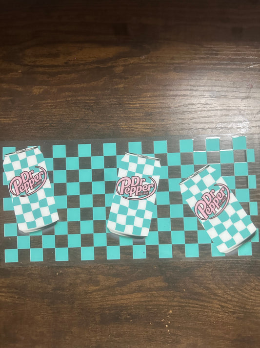 Blue checkered Dr Pepper