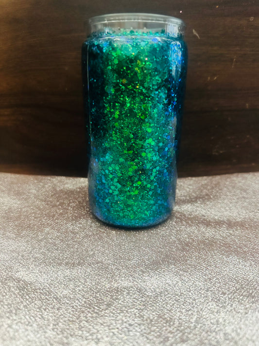 Green and blue glitter